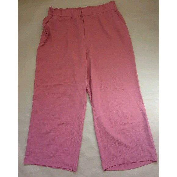 Hilary Radley Women's Crepe Pull-On Pants Size XL Coral Pink Wide Leg - Picture 1 of 10